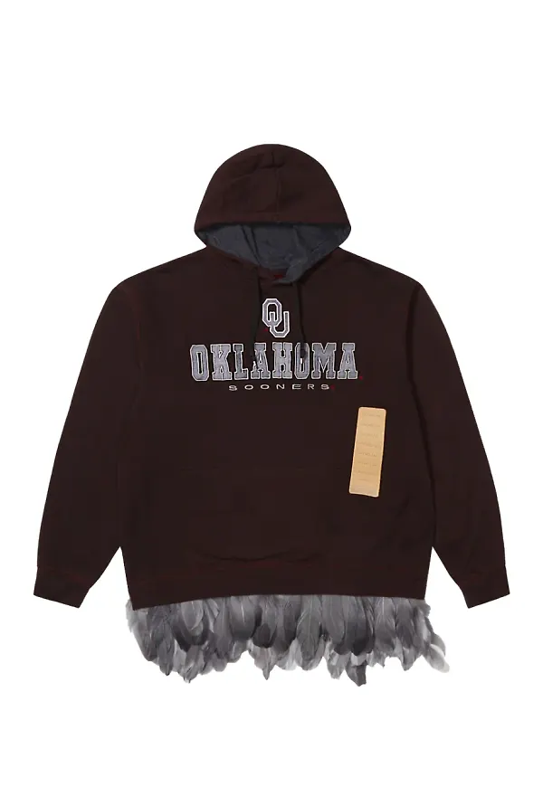 4SDESIGNS hoodie med fjäderkant - Brun