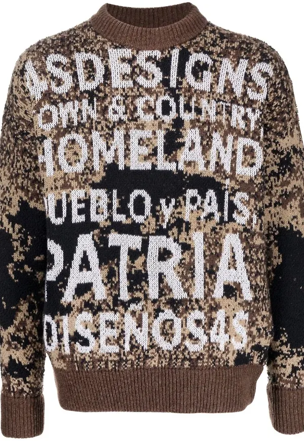4SDESIGNS intarsiastickad sweatshirt med slogan - Brun