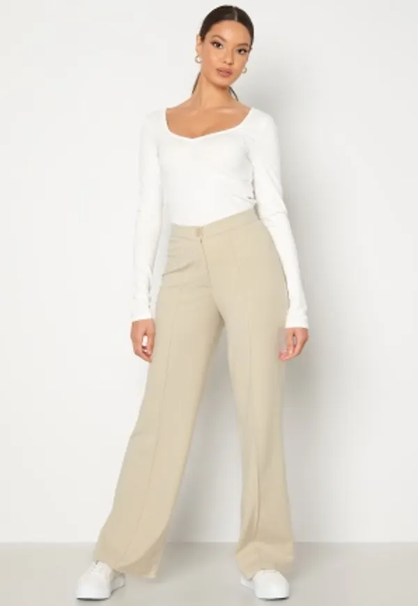 BUBBLEROOM Hilma soft suit trousers Light beige M