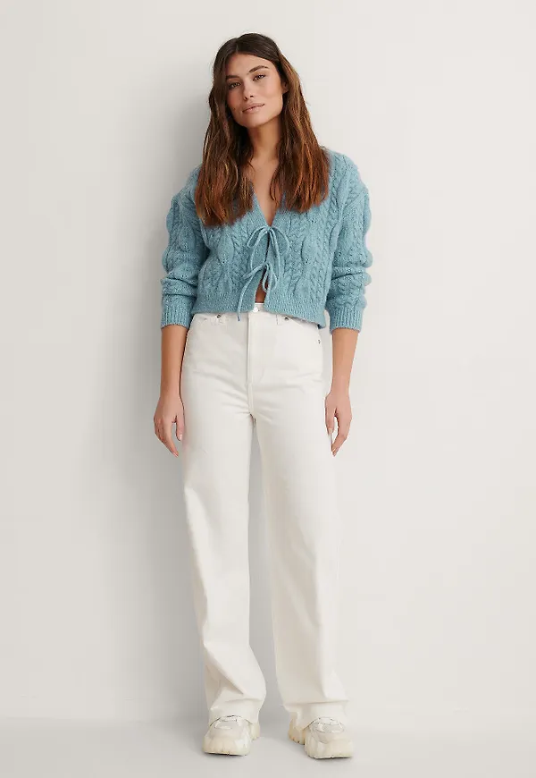 NA-KD Reborn Ekologiska Jeans Med Vida Ben - Offwhite
