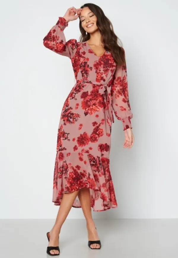 Happy Holly Danessa midi Puff Sleeve Dress Old rose 44/46