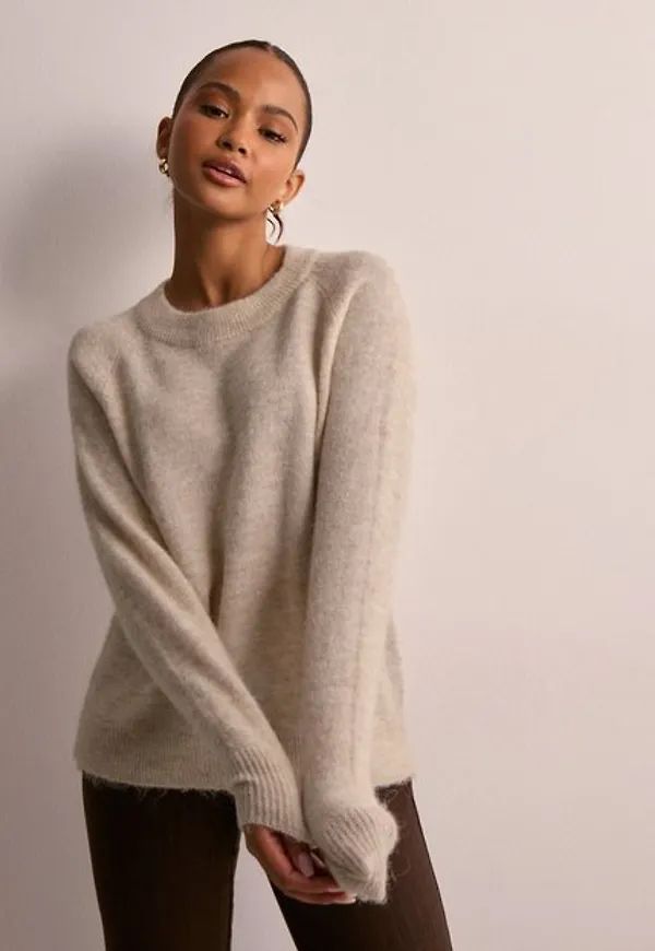 Selected Femme Slflulu Ls Knit O-Neck B Noos Stickade tröjor Birch