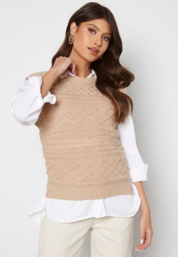 Happy Holly Ariana knitted vest Light beige 52/54