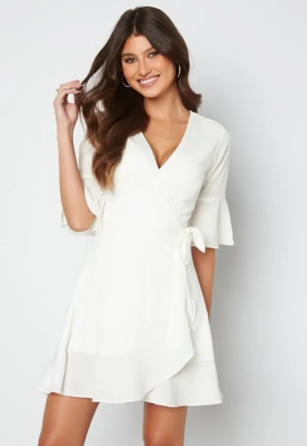 Bubbleroom Occasion Edie wrap dress White 32