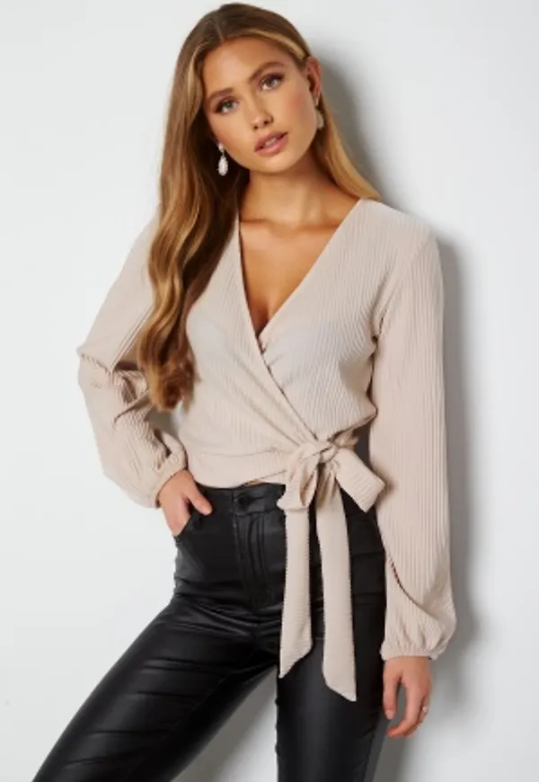 BUBBLEROOM Jolie wrap top Light beige L