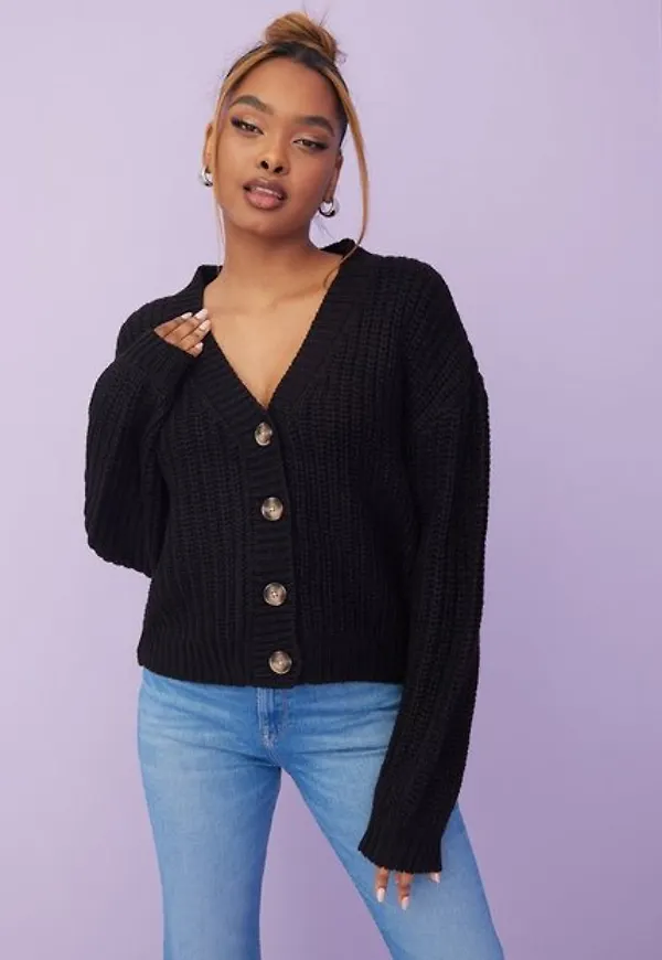 Vila Vinorila Button L/S Knit Cardigan/R Cardigans Black