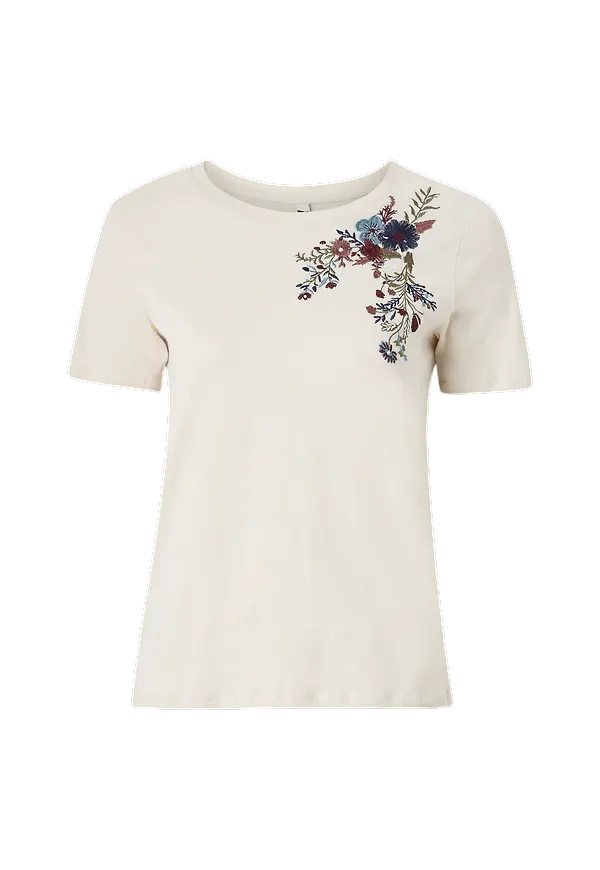 JDY - Topp jdyPriscilla Life S/S Emb Top - Grå