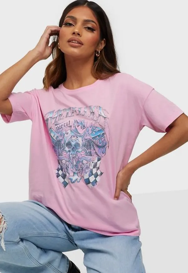 Only Onlmetallica Life S/S Top Box Jrs T-shirts Lilac Sachet Check