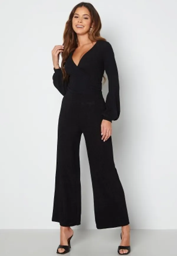VILA Shinni Glitter HW Culotte Pants Black: Black Lurex M