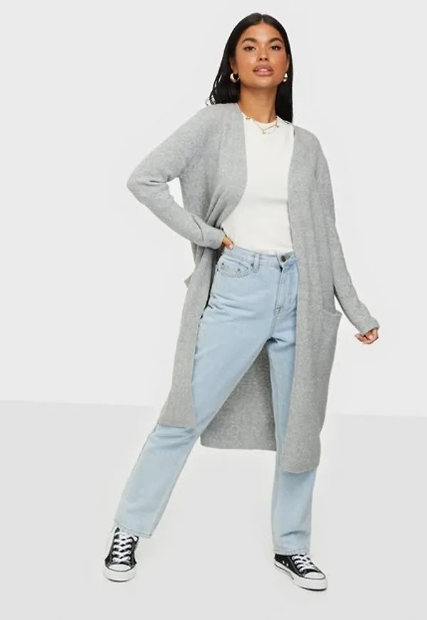 Vero Moda Vmdoffy Ls Long Open Cardigan Ga No Cardigans Ljus Grå