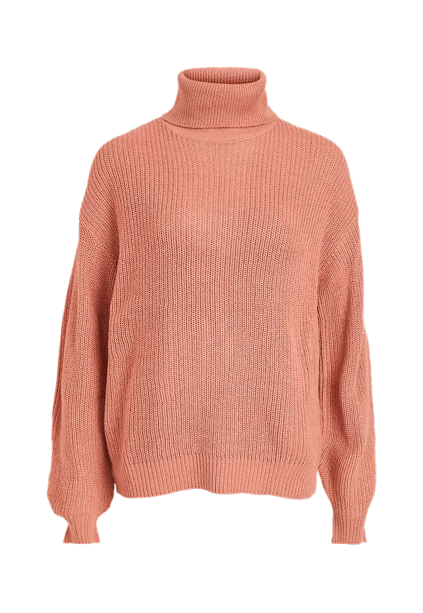 Vila - Polotröja viLou L/S Rollneck Knit Top - Rosa