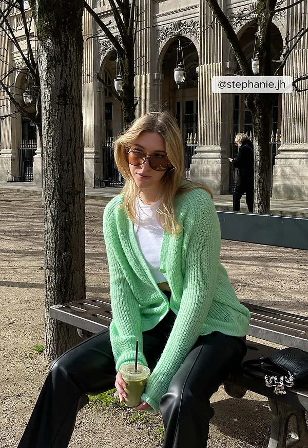 NA-KD Stickad cardigan - Green