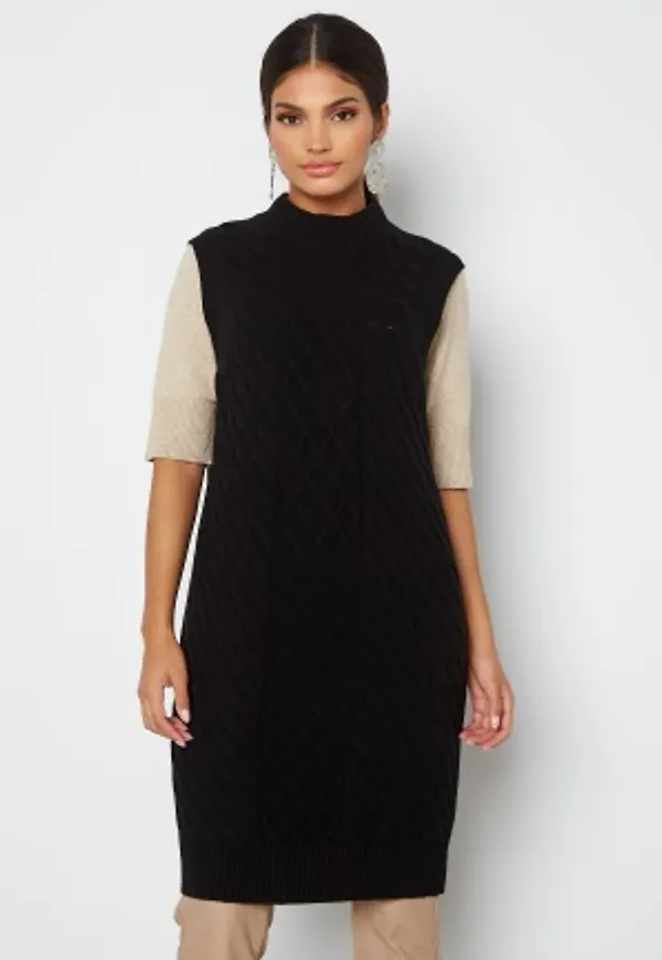 VILA Zuri Cable S/L Knit Vest Dress Black M