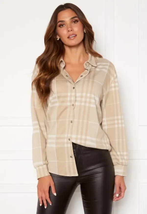 BUBBLEROOM Cleo checked overshirt  Beige XL