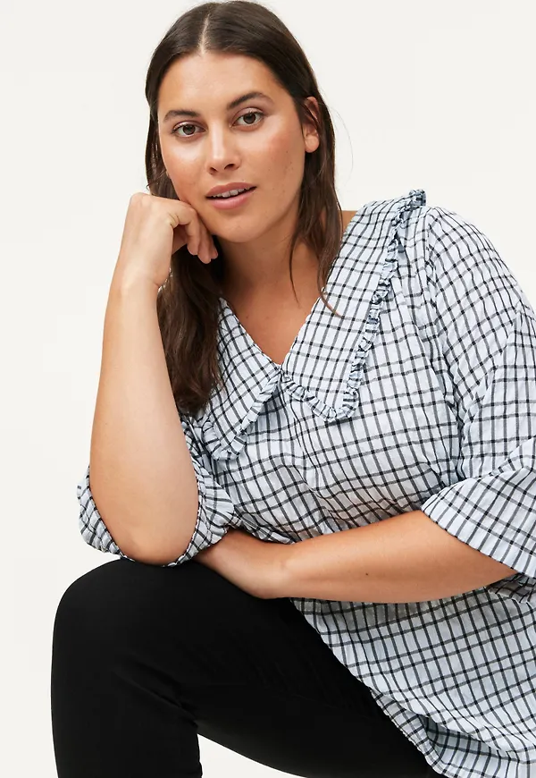 Zizzi - Blus xFifty 3/4 Blouse - Blå