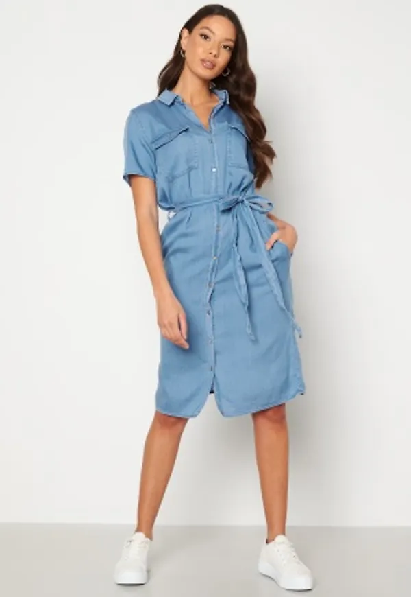 VILA Bista S/S Shirt Dress Medium Blue Denim 34