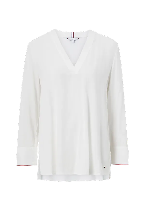 Tommy Hilfiger - Blus Viscose V-NK Blouse Bracelet Slv - Vit