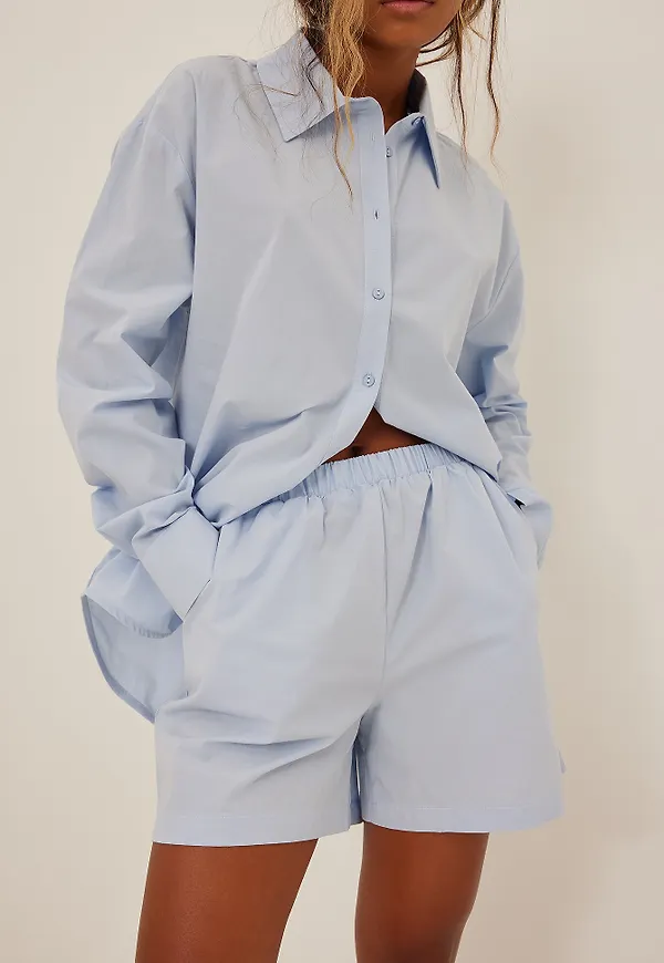 NA-KD Lingerie Ekologiska oversize shorts - Blue