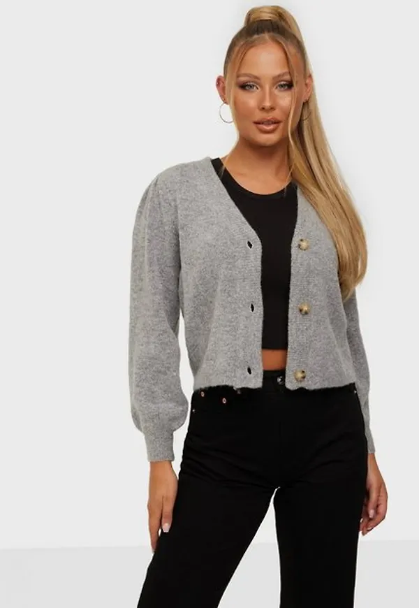 Object Collectors Item Objeve Nonsia L/S Short Cardigan No Stickade tröjor Light Grey Melange