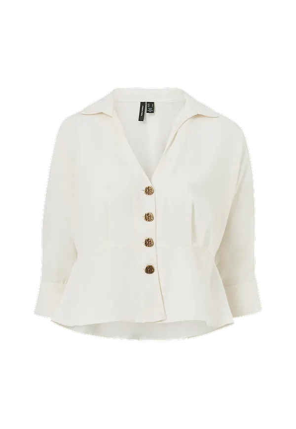 Vero Moda - Blus vmLolise 3/4 Wide Top Wvn - Natur