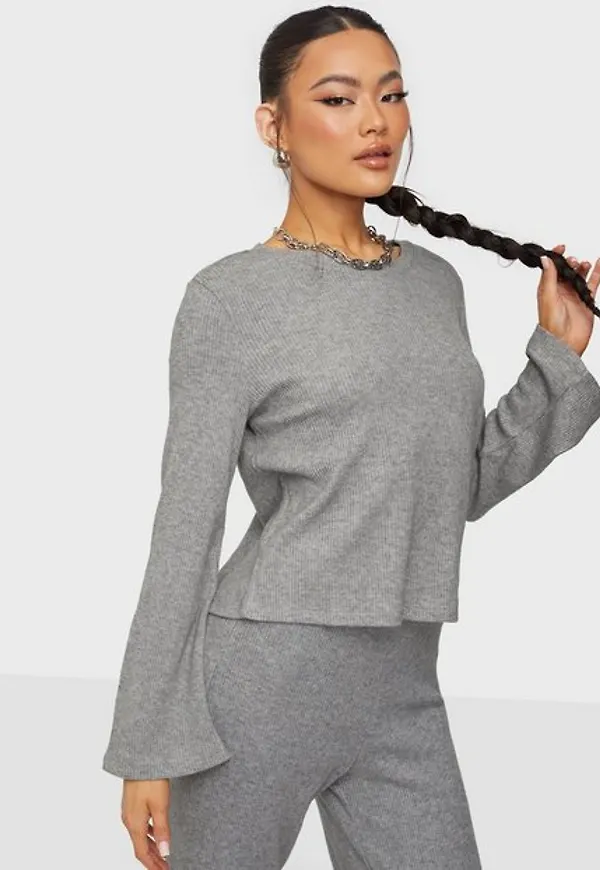 Jacqueline de Yong Jdyeskild L/S Wide Sleeve Top Jrs Tröjor Light Grey Melange Melange