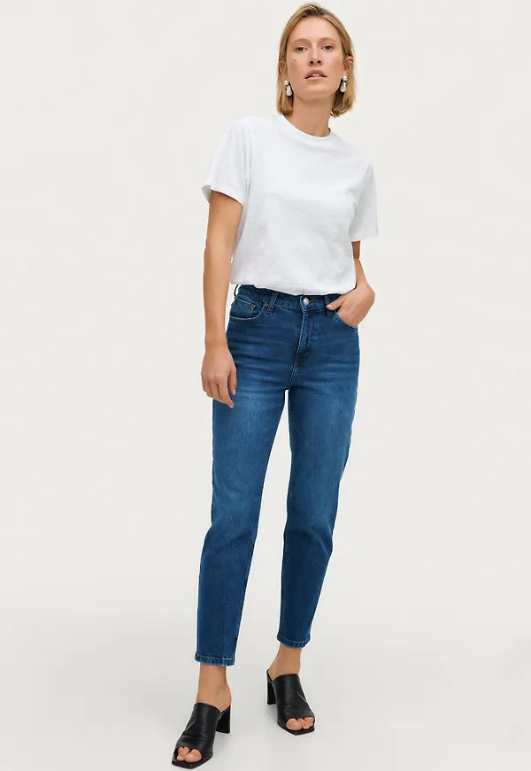 Mango - Jeans Mom Comfort Ankle HW - Blå