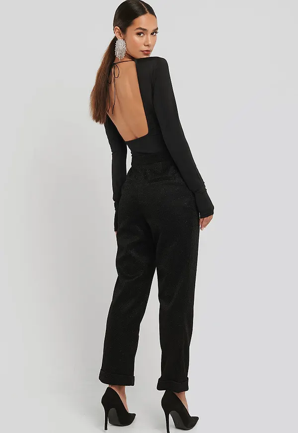 NA-KD Party Glittery Pants - Black