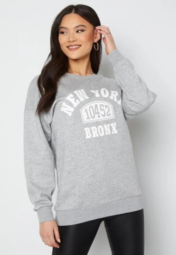 JDY Rana L/S Long Print Sweat Light Grey Melange M