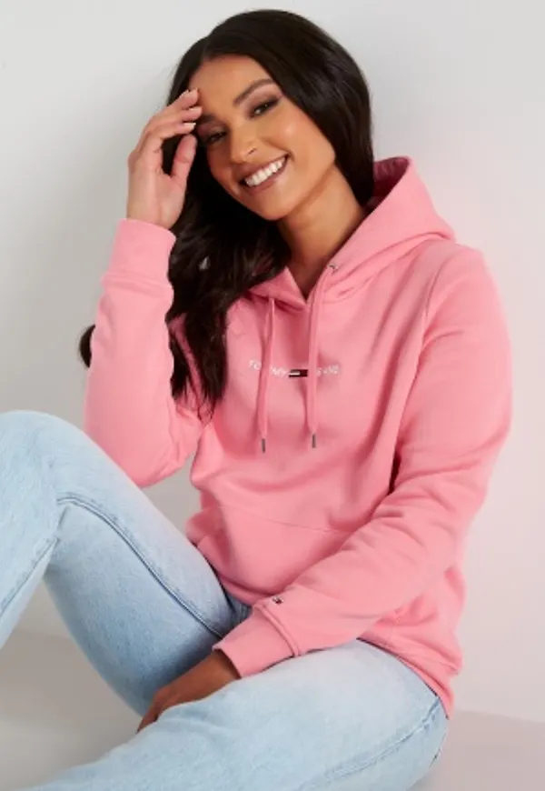 TOMMY JEANS Linear Logo Hoodie THE Fresh Pink S