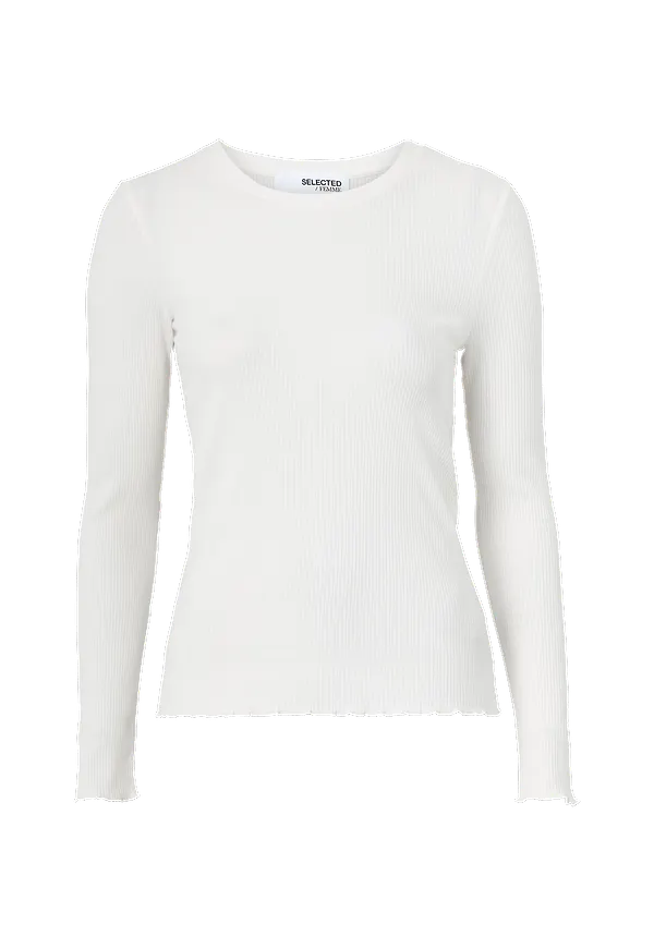 Selected FEMME - Topp slf Anna LS Crew Neck Tee - Vit