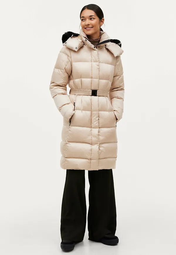 Áhkká - Dunkappa Gold Mid Down Coat Shiny - Beige
