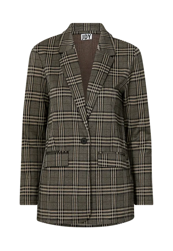 JDY - Kavaj jdyMia L/S Button Check Blazer Jrs - Brun