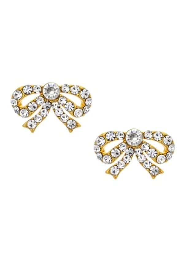 LILY AND ROSE Petite Antoinette Bow Earrings Crystal Gold One size
