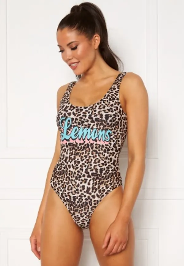 Pieces Nina Swimsuit Tan AOP: Leo XS