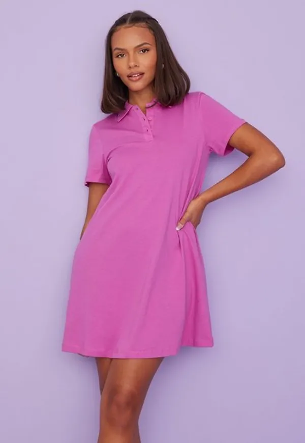 Only Onlmay S/S Polo Dress Jrs Loose fit dresses Super Pink