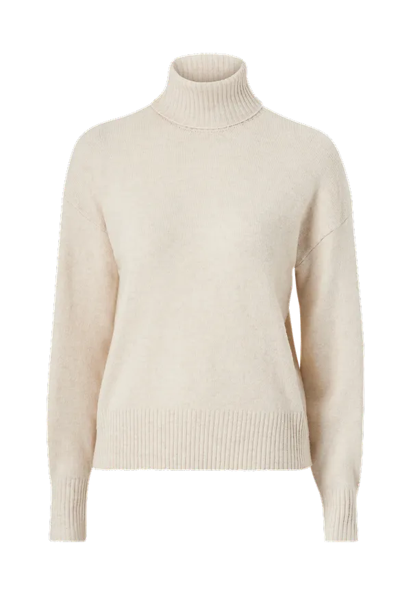 pieces - Tröja pcCava LS High Neck Knit Noos BC - Natur