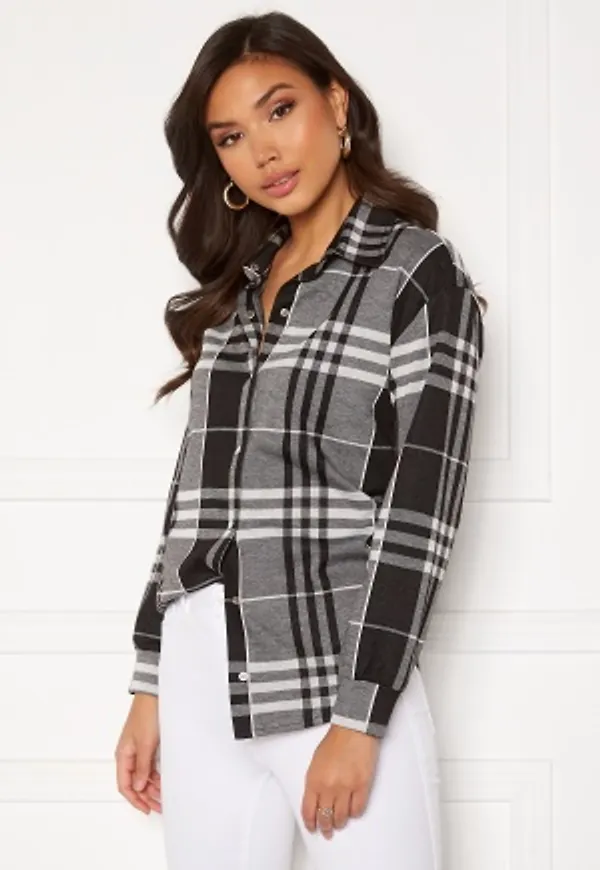 BUBBLEROOM Cleo checked overshirt  Black / White XS