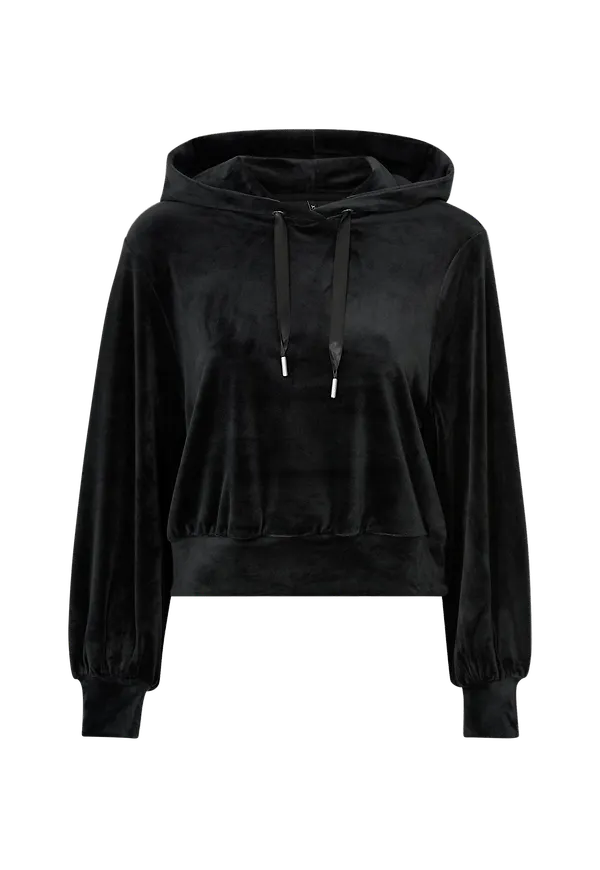 Only - Velourtröja onlLaya L/S Hood Velvet Swt - Svart