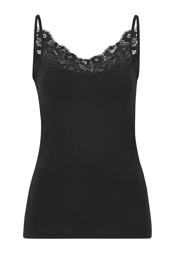Vila - Linne viOfficiel Lace Strap Top - Svart