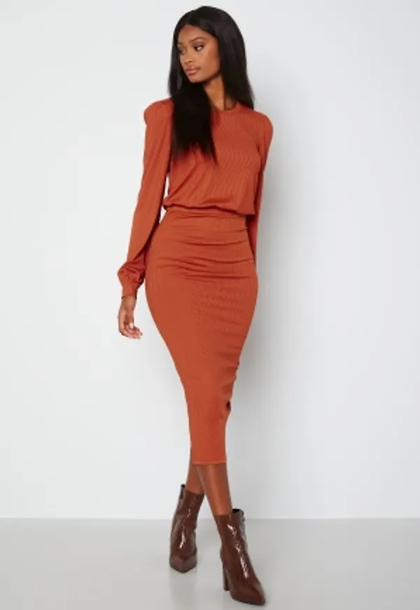 BUBBLEROOM Besa rib dress Rust L