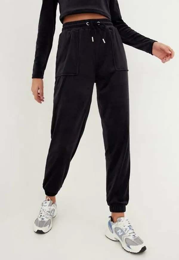 Only Onlrebel Velvet Cuff Pants Cc Swt Mjukisbyxor Black