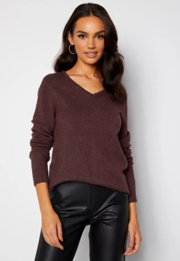 VILA Ril L/S V-neck Knit Top Winetasting XL