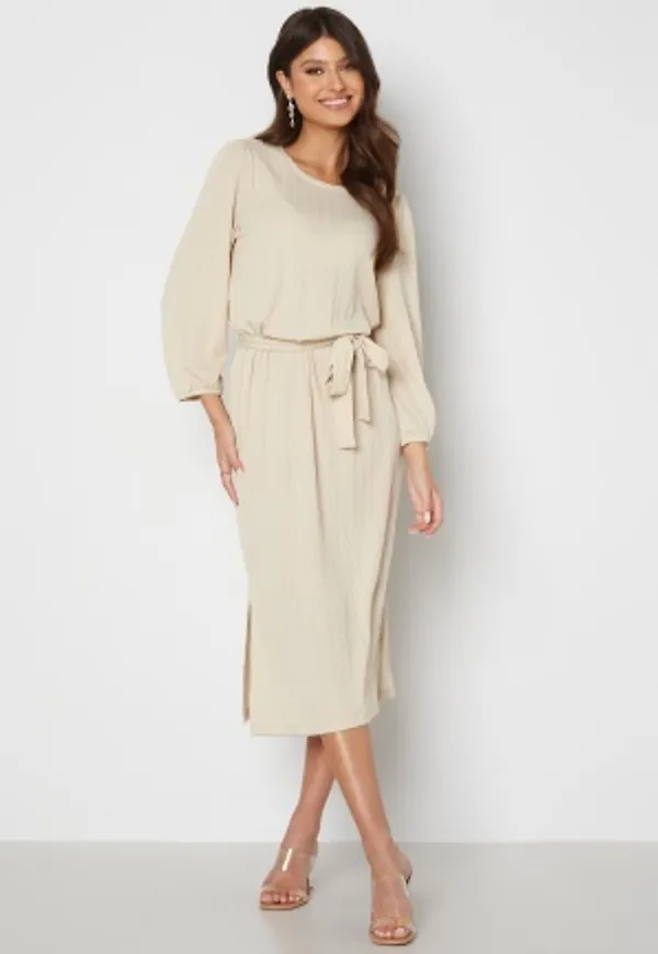 Happy Holly Caroline rib dress Light beige 40/42