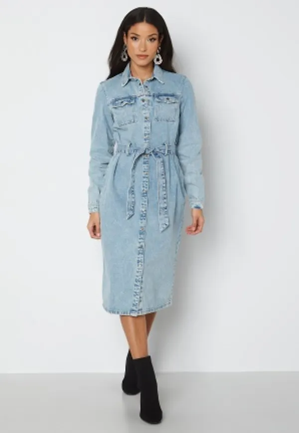 Pieces Namir LS Denim Shirt Dress Light Blue Denim S