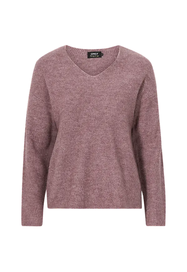 Only - Tröja onlCamilla V-neck L/S Pullover Knt - Brun