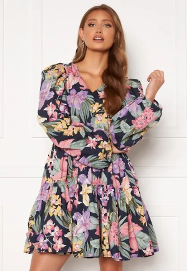 Y.A.S Lio 3/4 Short Dress Sky Captain Flower XS