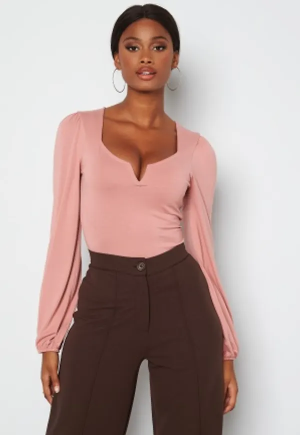 BUBBLEROOM Rudina puff sleeve top Dark dusty pink XS