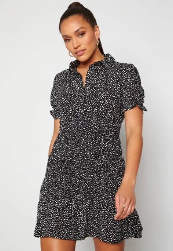 JDY Dicthe Short Smock Dress Black White Dots XL