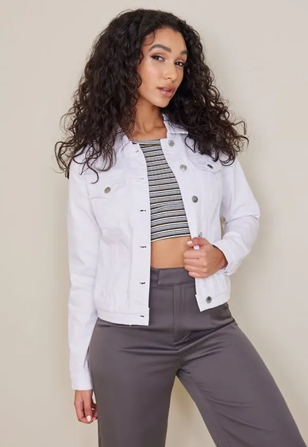 Vero Moda Vmhot Soya Ls Denim Jacket Mix Noos Jeansjackor Vit