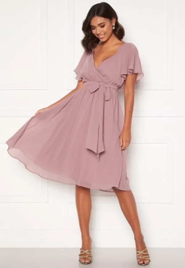 Goddiva Flutter Chiffon Midi Dress Purple XXS (UK6)